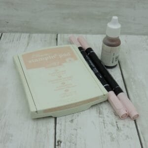 Ink Pad,  re-inker & 2x Markers in Powder Pink