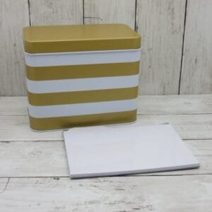 Gold and white striped Tin (new)